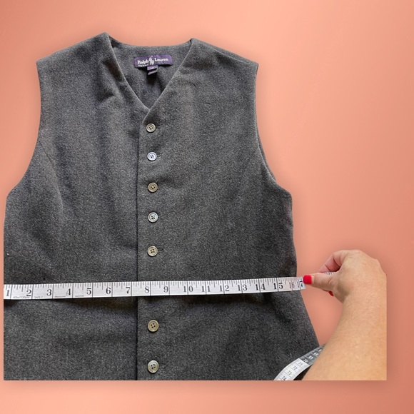 Ralph Lauren Purple Label 1990s V-Neck Button Front Long Vest grey 50% cashmere - Picture 3 of 7